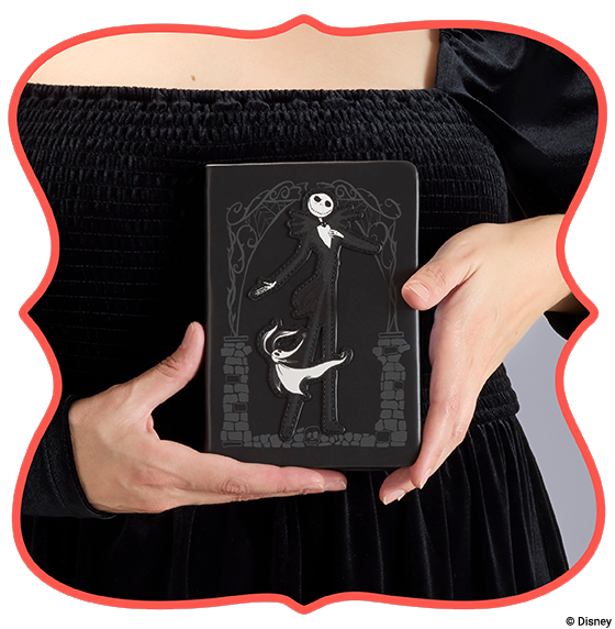 Orange holiday border featuring Loungefly Nightmare Before Christmas accessories