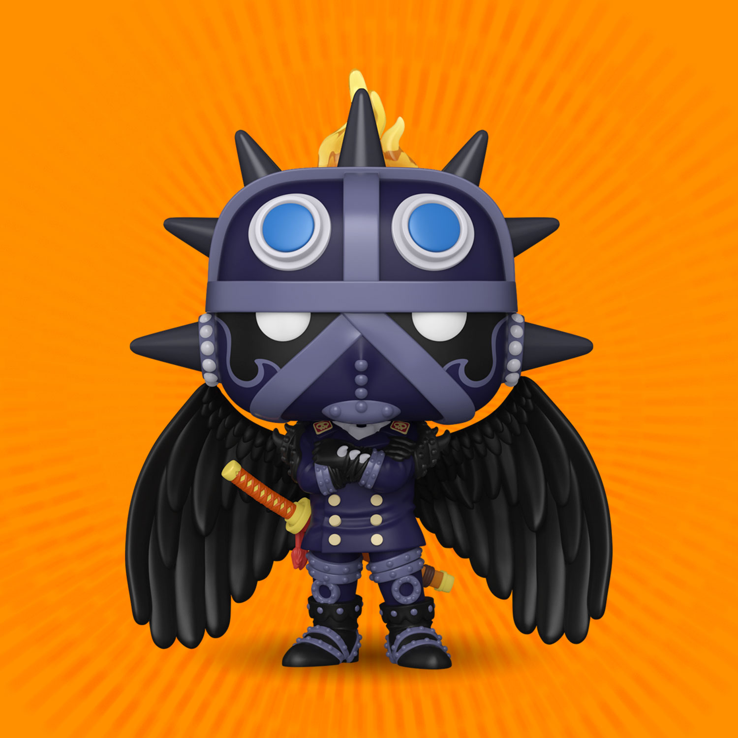 Orange shine background featuring 83808 - Funko One Piece Pop! Plus King