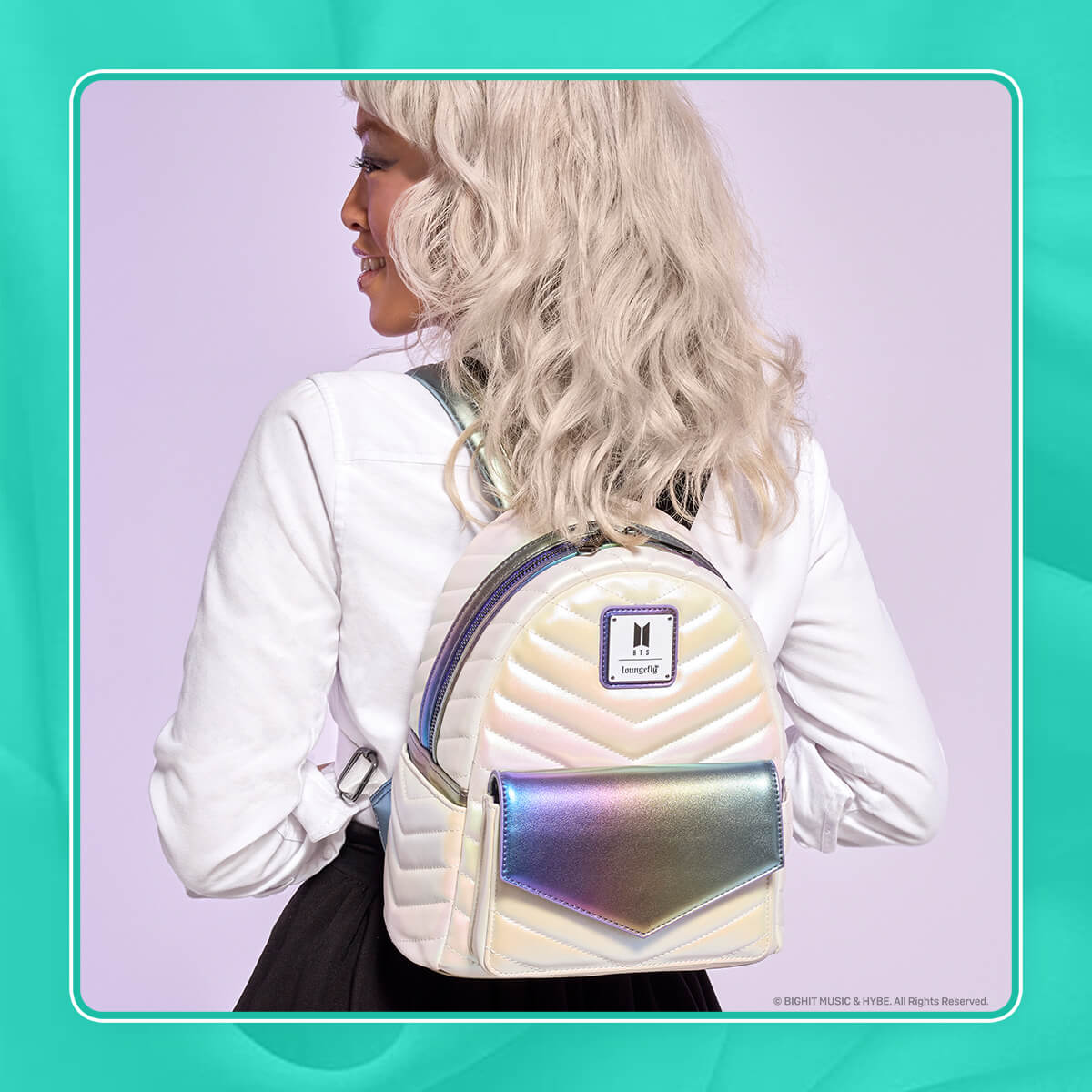 Teal border featuring Loungefly March BTS collection